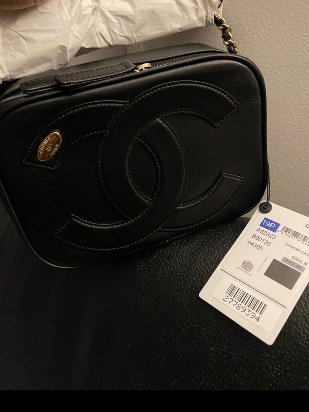 Authentic Chanel”19 CC MANIA Black Lambskin Camera Case Bag New Full Inclusion